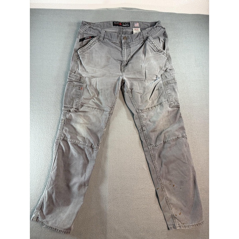 Ariat Work FR M5 Pants Mens 36x32 Gray Regular Fit Cargo Straight Leg Workwear